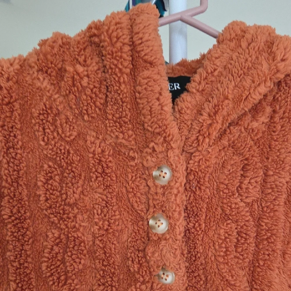 Cider Sherpa Pullover Hoodie Size Medium Cropped - Picture 8 of 11